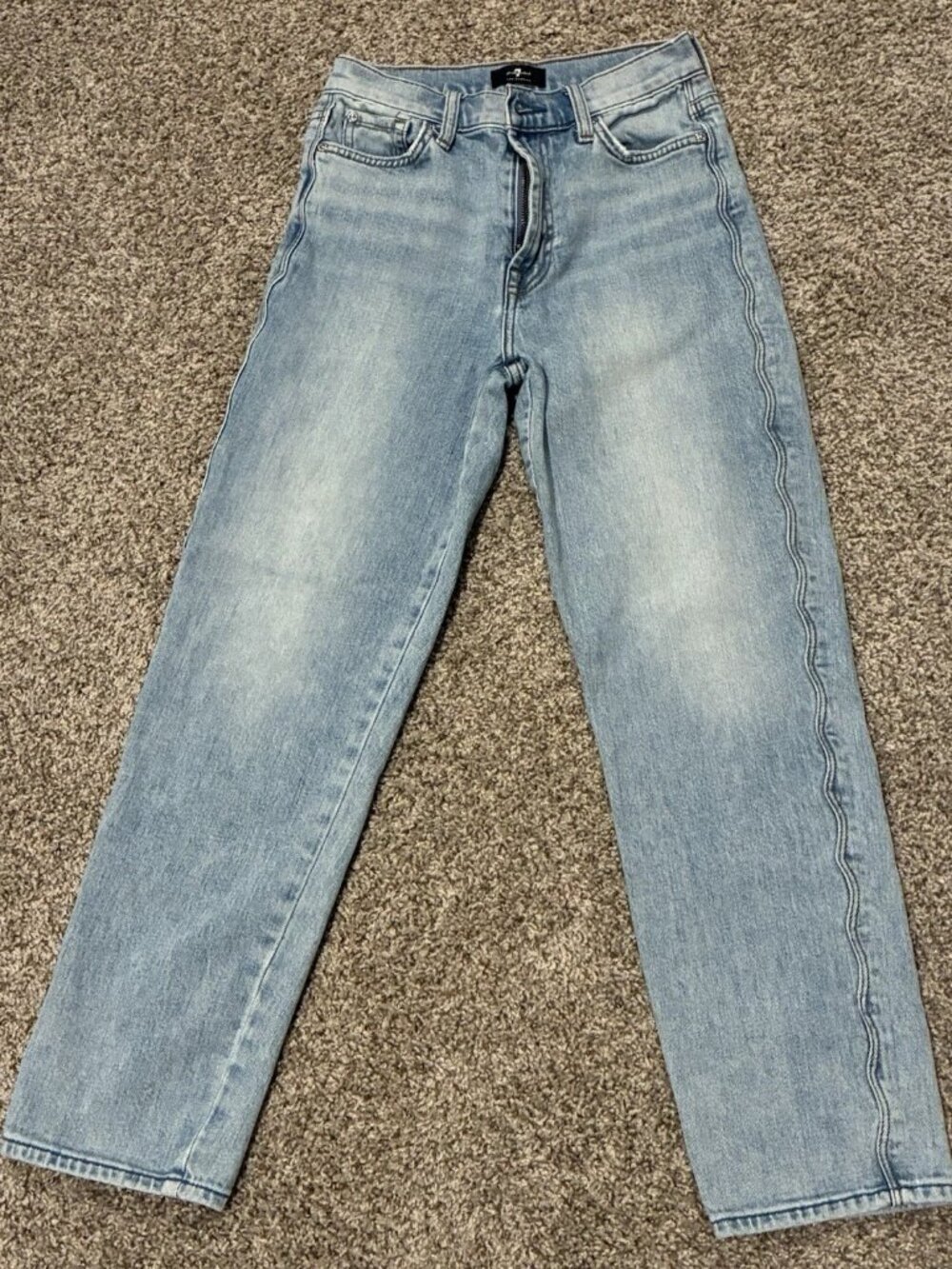 7 for All Mankind Women's Jeans Wavy Side Seam Highwaist Cropped Staight Size 24
